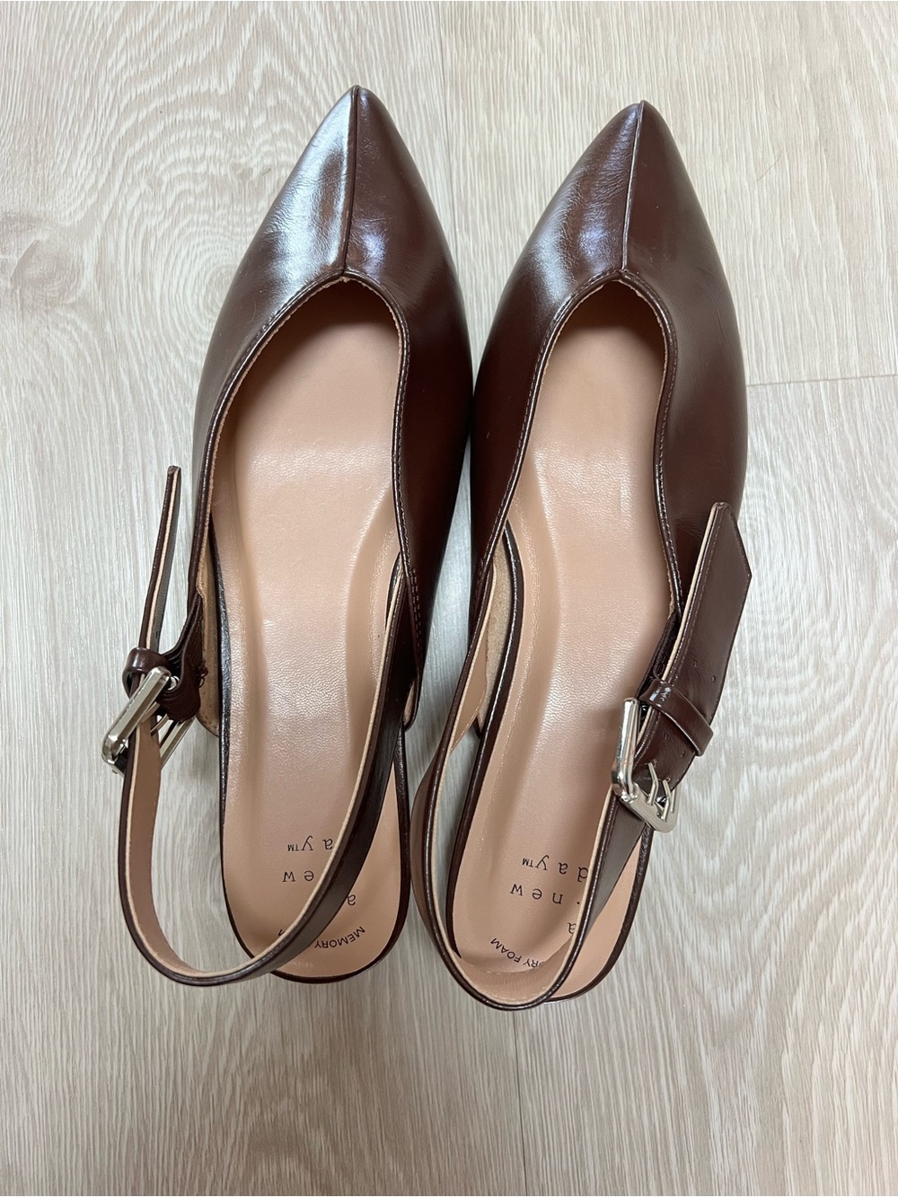 A New Day Brown Pointed Toe Slingback Flats Size 7.5 – New Without Tags